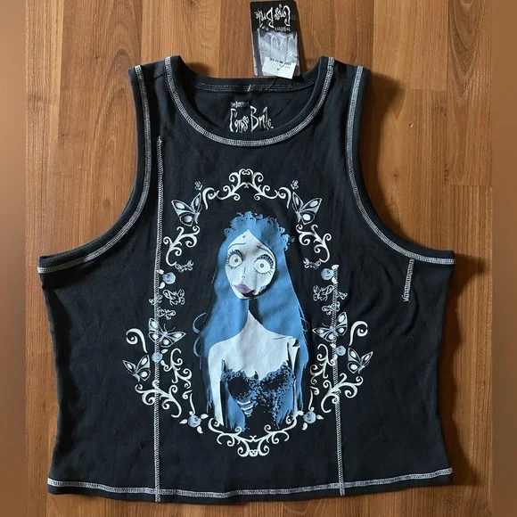 NWT Corpse Bride Emily Ribbed Girls Crop Tank Top size 2X - Picture 2 of 7